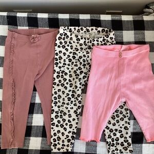 Kids' Pink and Leopard Print Leggings Set